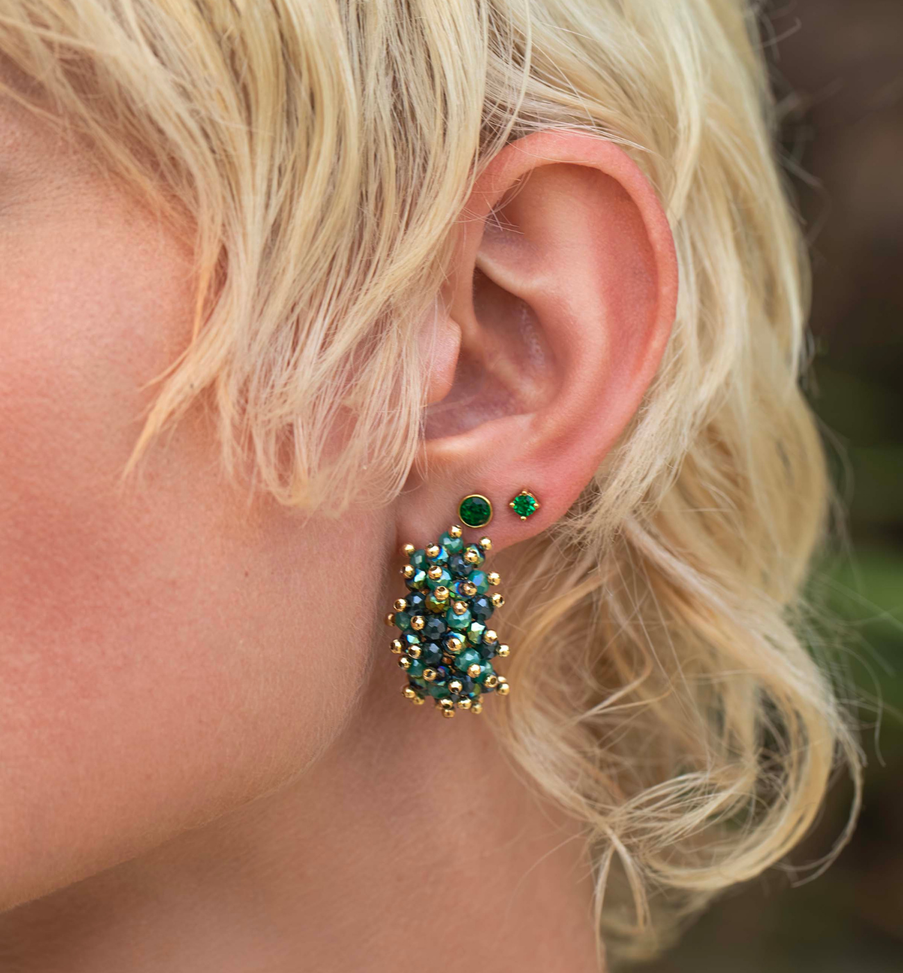 Zestaw zielonych kolczyków Z0392 - By Dziubeka