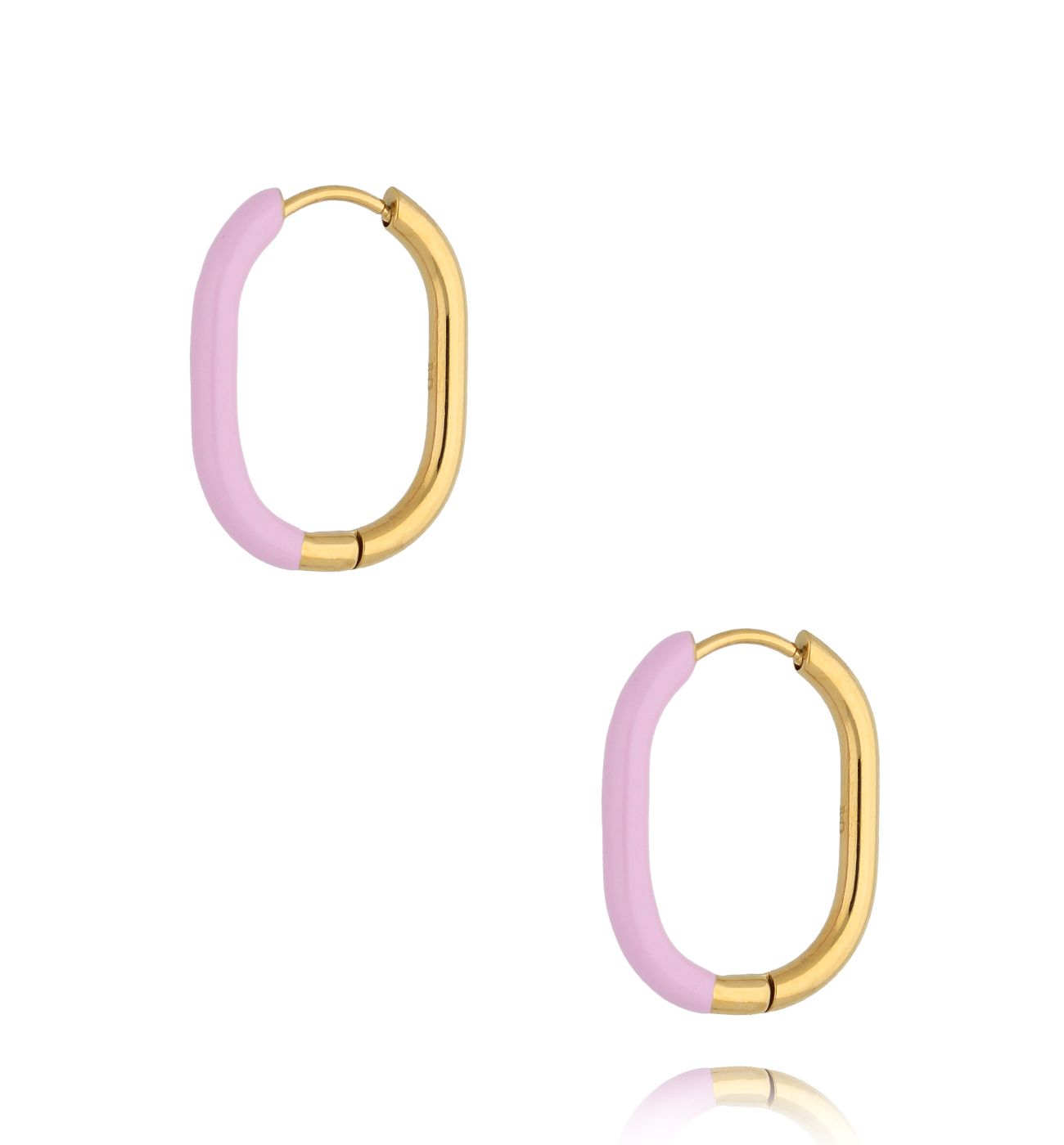 Kolczyki złote owalne z liliową emalią Enamel KSA1733