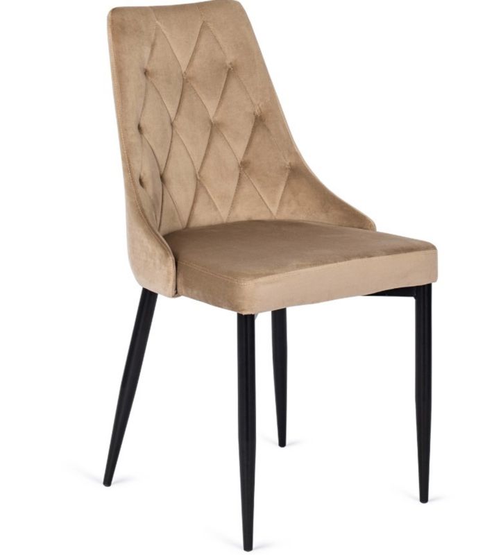 Krzesło CORK Beżowe Mebel Elite Tapicerowane Welurowe Do Salonu Jadalni 1 szt