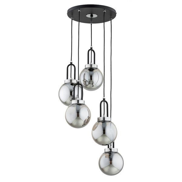 Lampa wisząca Alfa ATORI czarna-chromowana 5xE14x10W wym:90x38x38cm IP20 -1 szt.