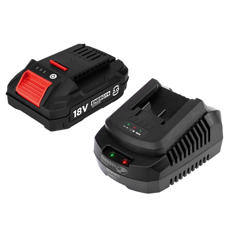 Akumulator z ładowarką GRAPHITE 2Ah Energy + 1 kpl