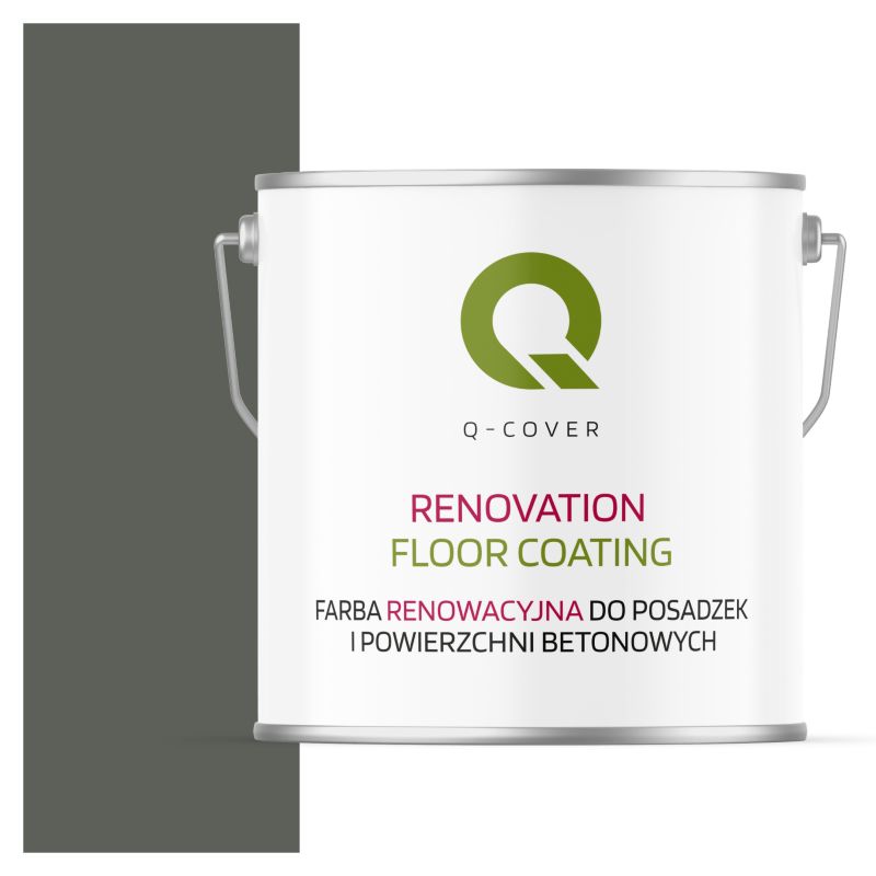 Farba Renowacyjna do Posadzek i Powierzchni Betonowych Q-Cover Szaro-Zielony RAL7009 Półmat 5L