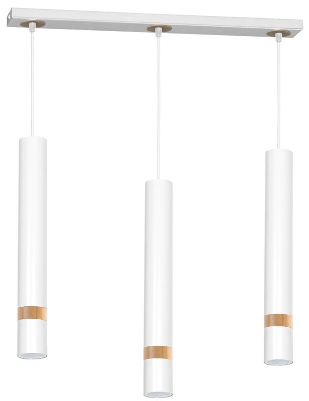 Lampa wisząca Milagro Joker 3024 biała jasne drewno szerokość 60 cm 3xGU10 x 40W 1 szt.