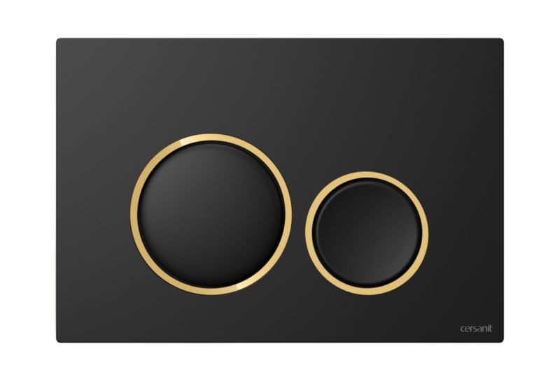 Przycisk spłukujący Cersanit Luna czarny-złoty, mat z pierścieniami dekoracyjnymi, 1 szt.