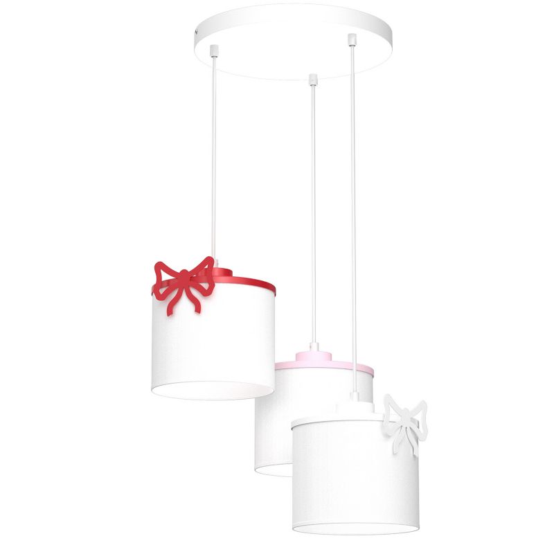 Lampa wisząca Luminex Sweet biało-czerwona-różowa wym: 115 x 45 x 45 cm 3xE27 x 15W tkanina 1 szt.