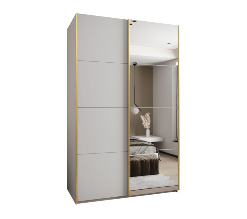 Szafa przesuwna Abiks LUX 3 wysoka szer.160cm biały/biały/złoty 1szt.