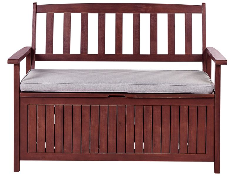 Ławka ogrodowa z poduchą Sovana Z miejscem do przechowywania Drewno akacjowe Jasnoszary 1 szt.