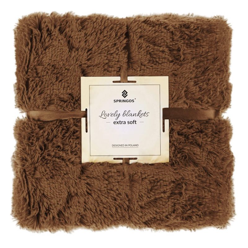 Narzuta na łóżko, pled Springos 220x240 cm dwustronny brązowy 1 szt.