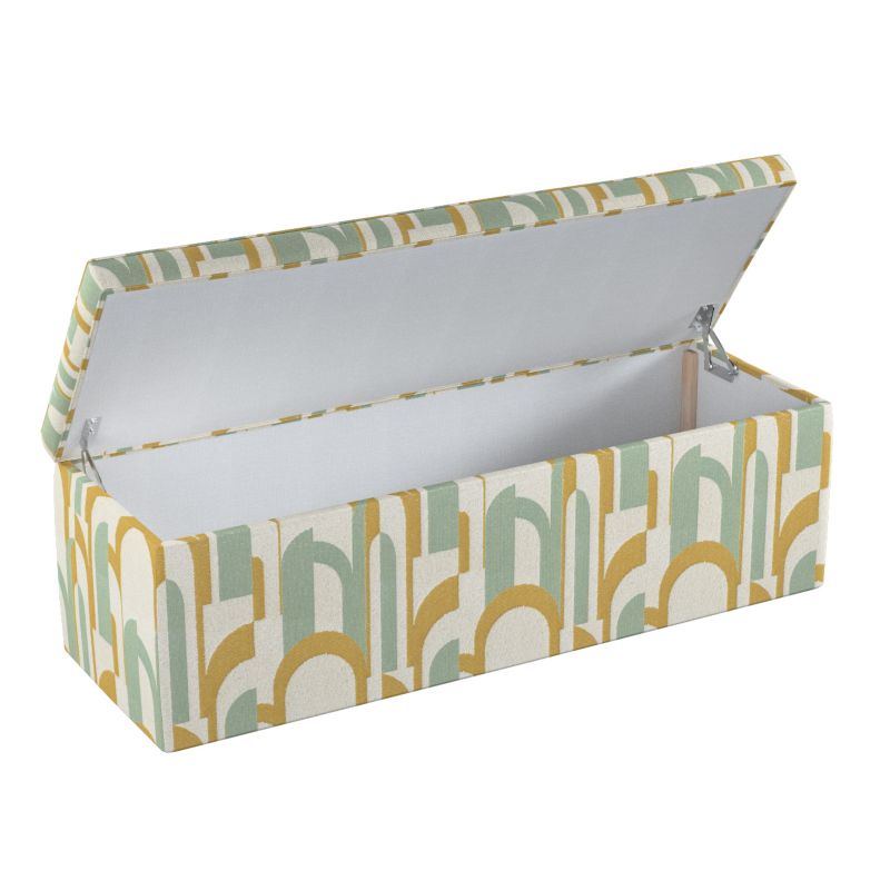 Skrzynia tapicerowana Dekoria 90 x 40 x 40 cm miętowo-żółte wzory na kremowym tle 1 szt.