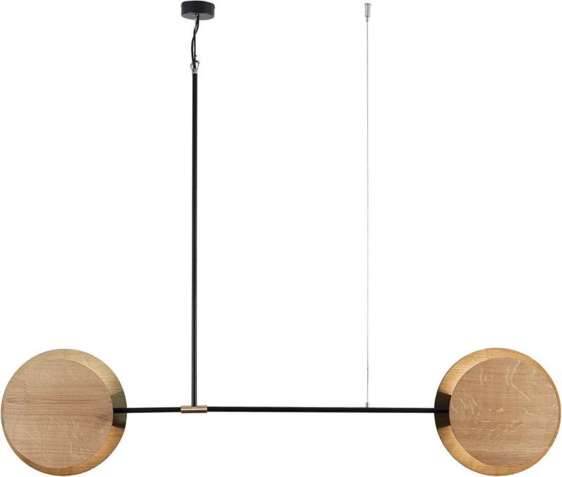 Lampa sufitowa wisząca Nowodvorski Lighting Minimal czarna-naturalne drewno wym: 115 x 130 x 9 cm 2xE27 x 40W 1 szt.