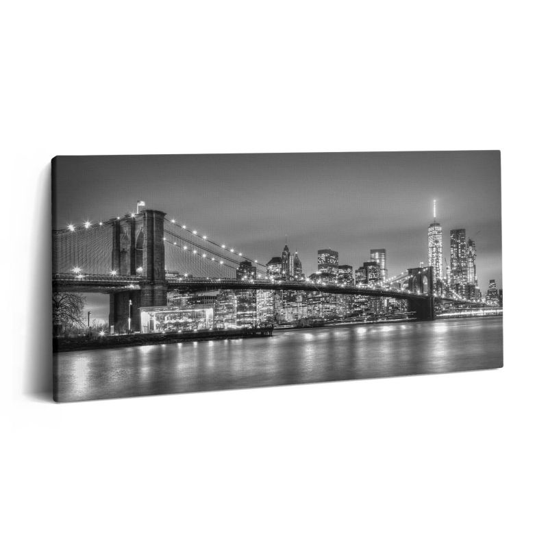 Obraz na płótnie Wallfluent 100x50 cm Nowy Jork Brooklyn Bridge nocą 1 szt.