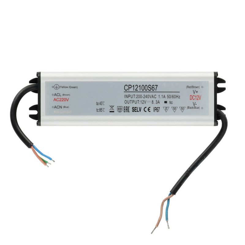 Zasilacz LED 12V 100W 8,3A do taśmy Kobi LED IP67 1szt.