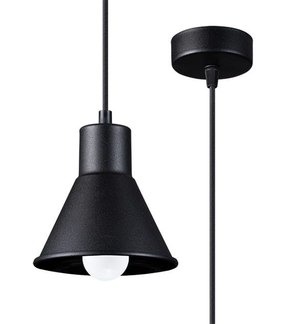 Lampa sufitowa wisząca Sollux Lighting Taleja 5707 czarna szerokość 14 cm 1xE27 x 60W 1 szt.