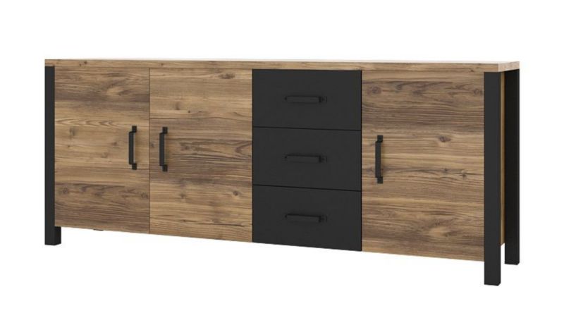 Komoda HELVETIA OLIN 190 3D3S appenzeller fichte/czarna 1 szt.