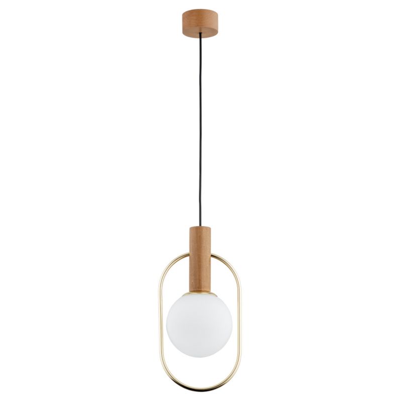 Lampa wisząca Alfa MODI jasne drewno-biała-złota 1xE14x10W wym:100x15x18,5cm IP20 -1 szt.