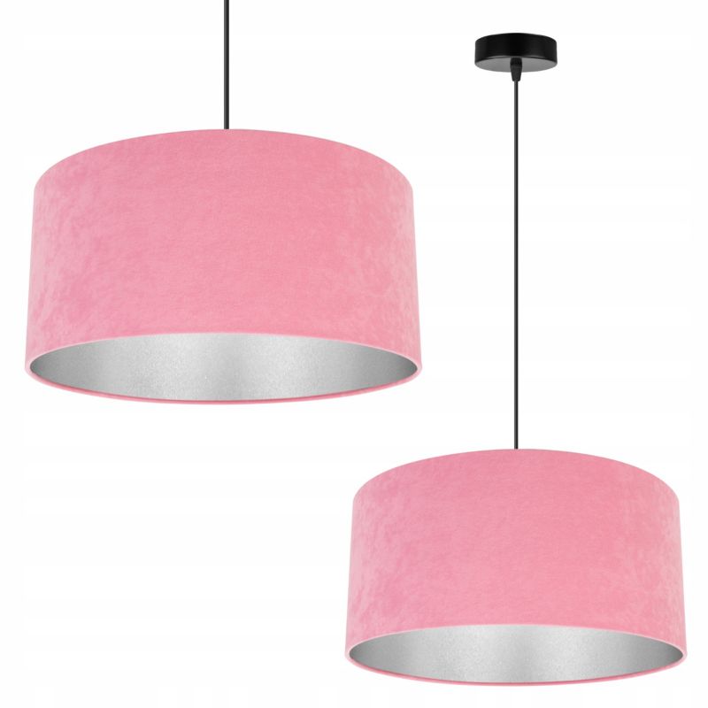 Lampa sufitowa wisząca Light Home LH Mediolan Welur 1x E27 60W zimny różowy/srebrny 40cm 1szt.