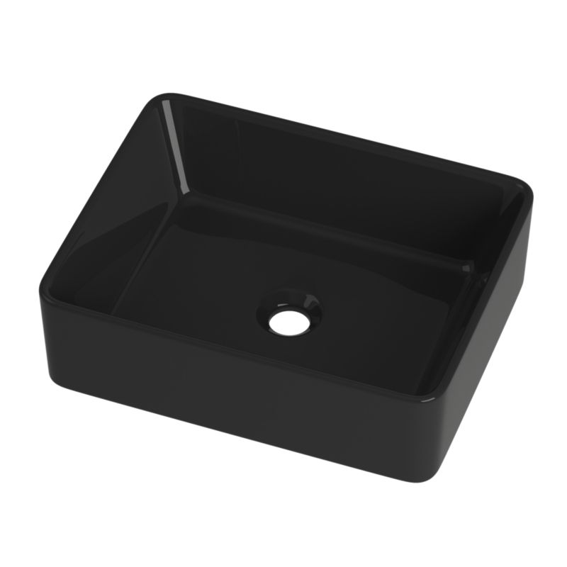 Umywalka Nablatowa Łazienkowa Granitan Vega Prostokątna Ceramiczna Czarna 1szt.