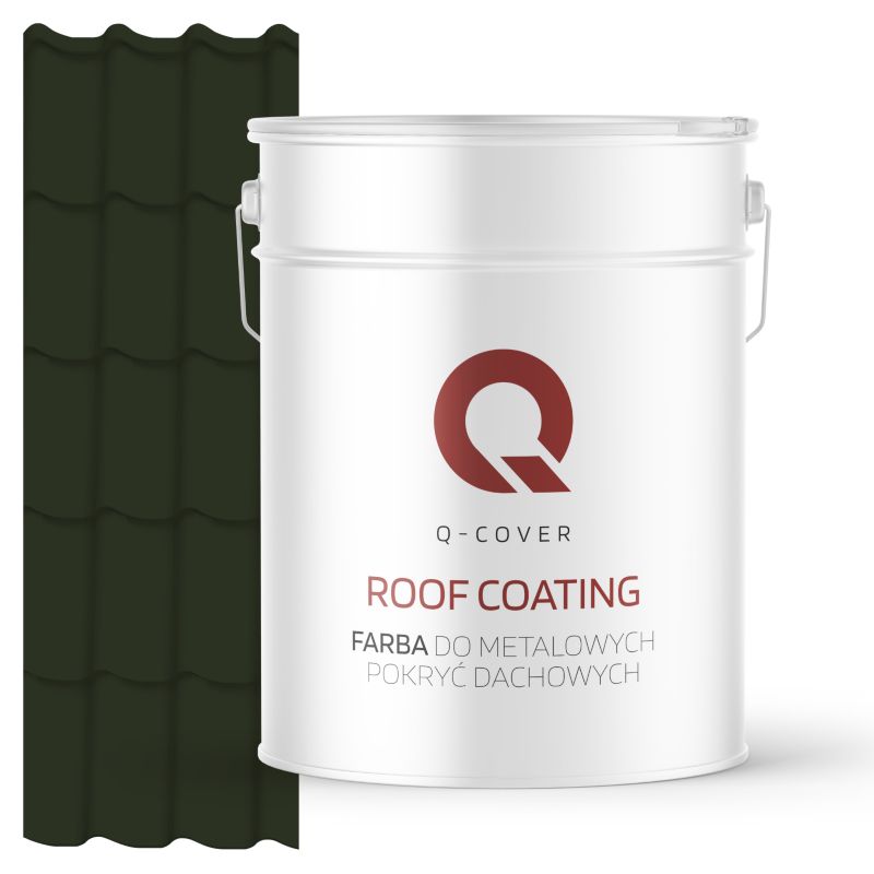 Farba do Metalowych Pokryć Dachowych Q-Cover Butelkowa zieleń RAL6007 Półmat 10L