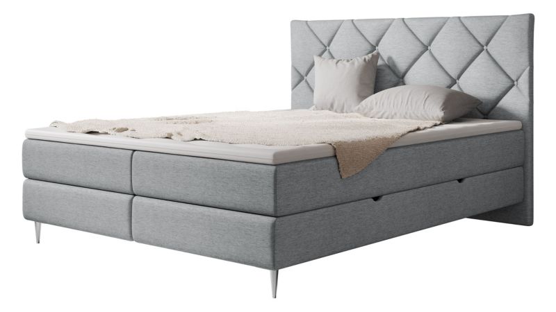 Łóżko kontynentalne MIRJAN 24 Letra 160x200 cm szary/nogi chrom 1 szt.