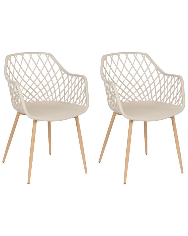 Zestaw 2 krzeseł do jadalni Nashua Beżowy 1 par.