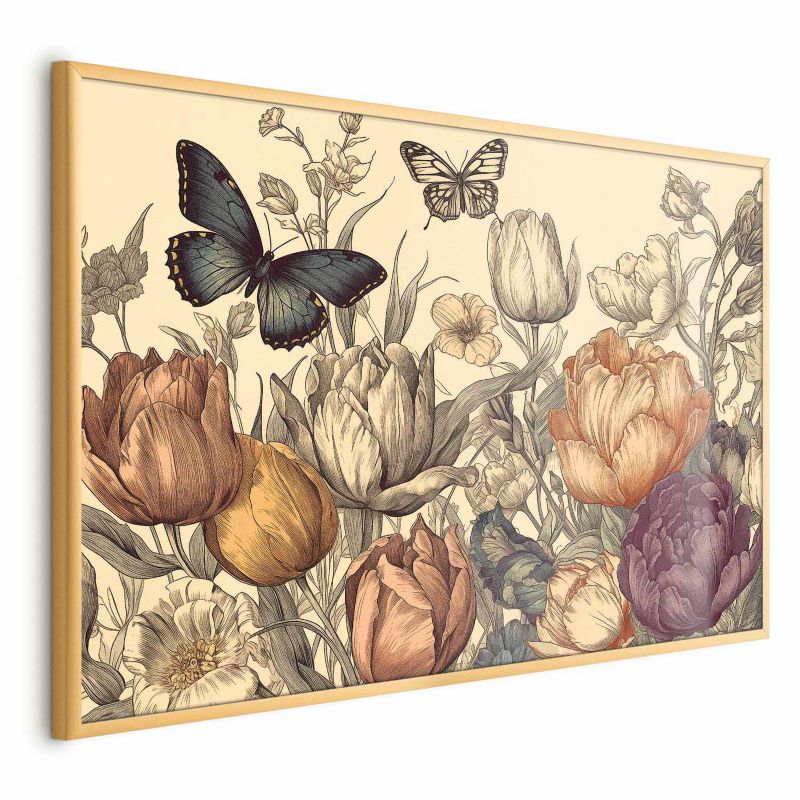 Plakat Artgeist Kolorowe tulipany 90x60 cm z ramą złotą 1 szt