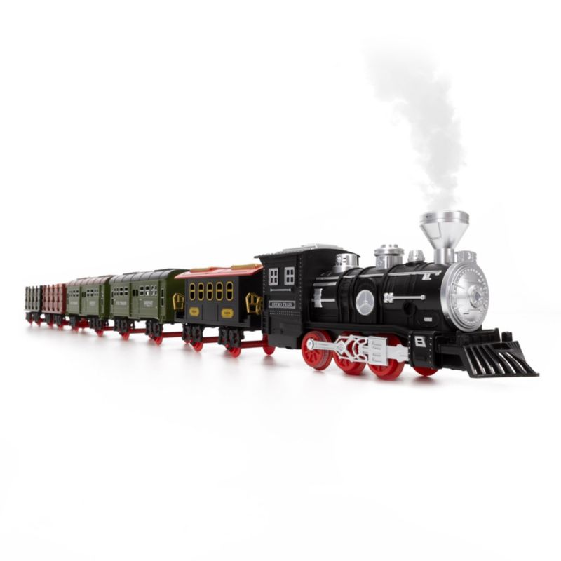 Pociąg parowy z wagonami, pilot do sterowania, tory, Springos zabawka dla dzieci, lokomotywa z mgiełką, dźwiękiem 1 kpl.