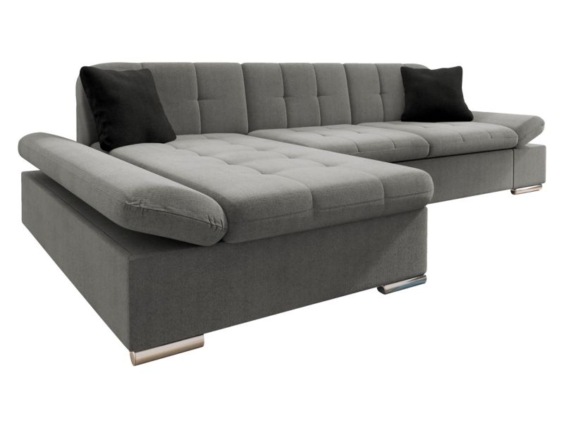 Narożnik z funkcją spania MIRJAN 24 Malwi lewy plusz stalowy szary/czarny 1 szt.