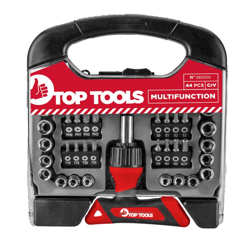 Końcówki wkrętakowe z uchwytem Top Tools zestaw 44 szt. rozmiar 1/4" 1 kpl.