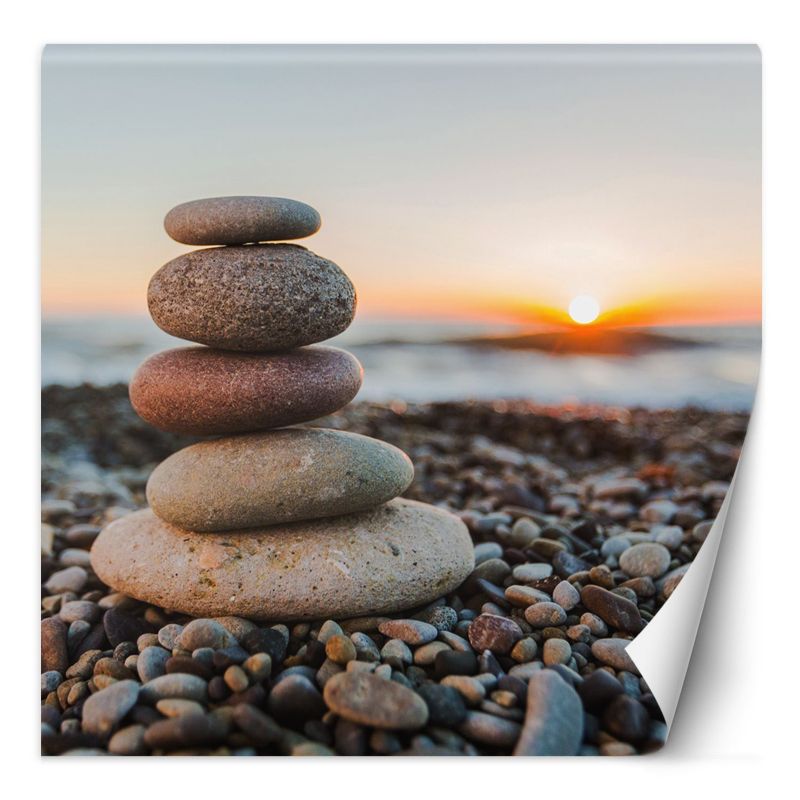 Fototapeta Feeby Kamienista plaża i zachód słońca 300x300 1 szt