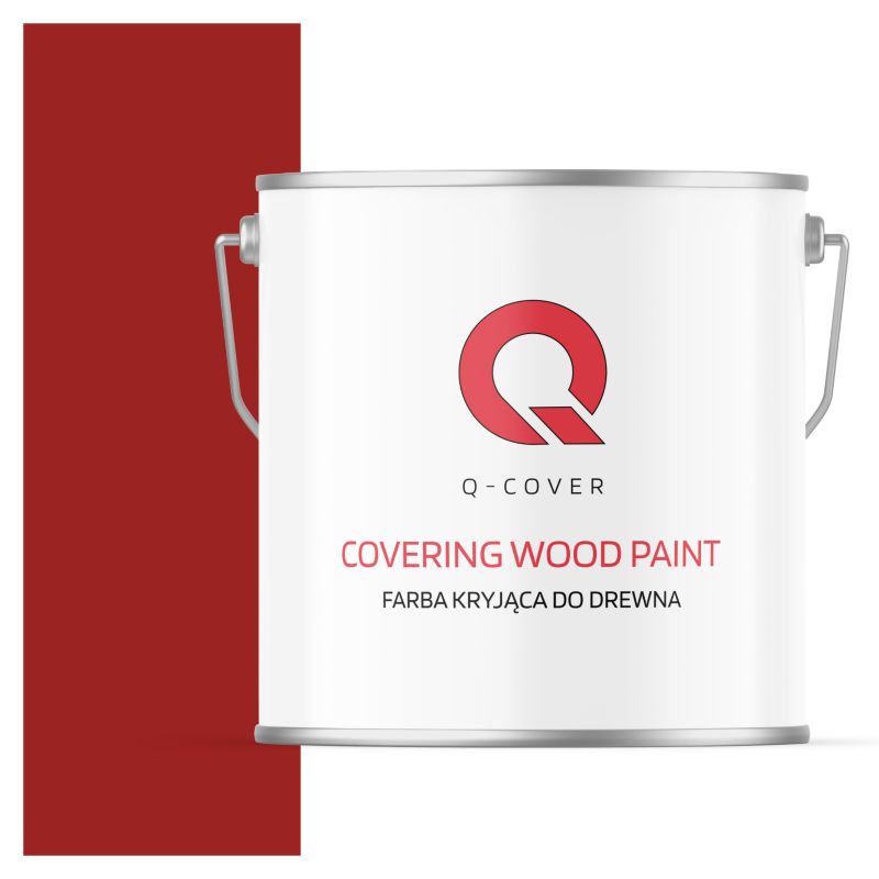 Farba Kryjąca do Drewna Q-Cover Czerwony Karminowy RAL3002 Satyna 5L