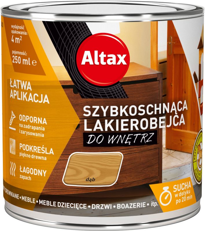 Lakierobejca szybkoschnąca do wnętrz Altax dąb 0,25 l