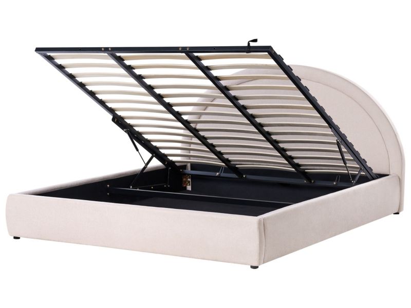 Łóżko z pojemnikiem Mouzon 180 x 200 cm Jasnobeżowy 1 szt.