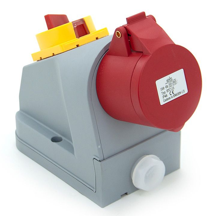 Gniazdo siłowe stałe kombi ELS Elektrotechnika N010TRG 16A/5P, wyłącznik główny 0-1 TRG, dławik M25x1,5, gotowa 1 szt.