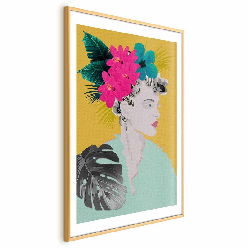 Plakat Artgeist Kwiaty we włosach 60x90 cm z ramą złotą 1 szt