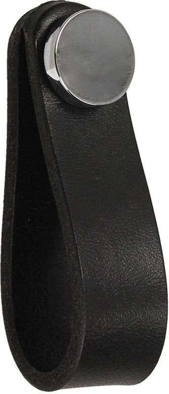 Gałka meblowa skórzana Gamet czarna /chrom