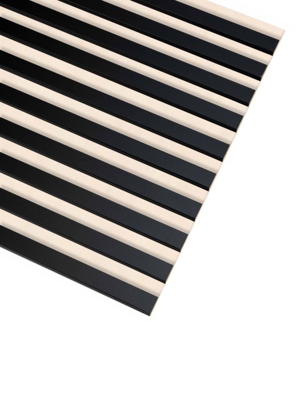 Lamele na Beżowym Filcu Ścienne SunWood 275x58cm Panel Dekoracyjny Czarne 1 szt.
