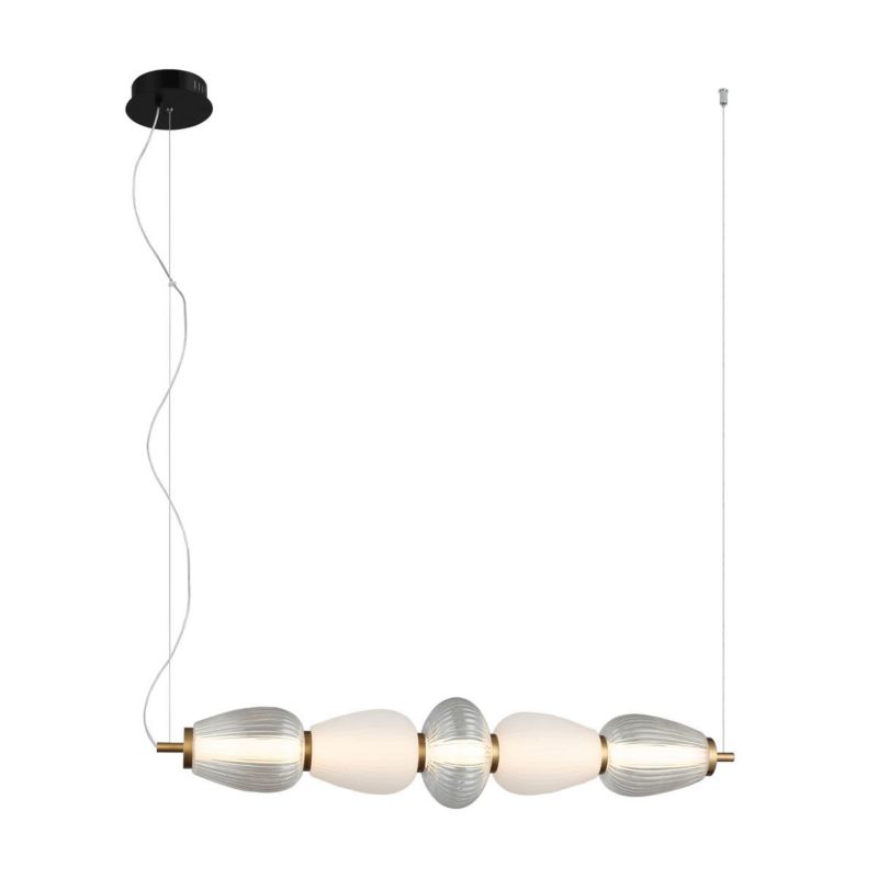 Lampa wisząca Italux Gastel 0325 czarno-biała-przezroczysty-złota dekoracyjna wbudowany LED 22W 1 szt.