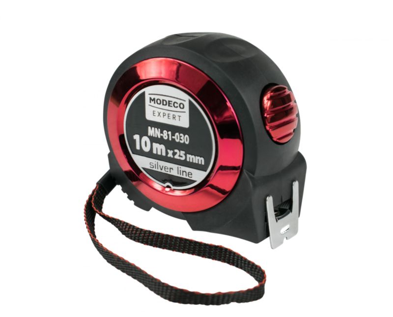 Miara zwijana Modeco Expert 10m x 25 mm silver line - zawieszka plastikowa - 1 szt.