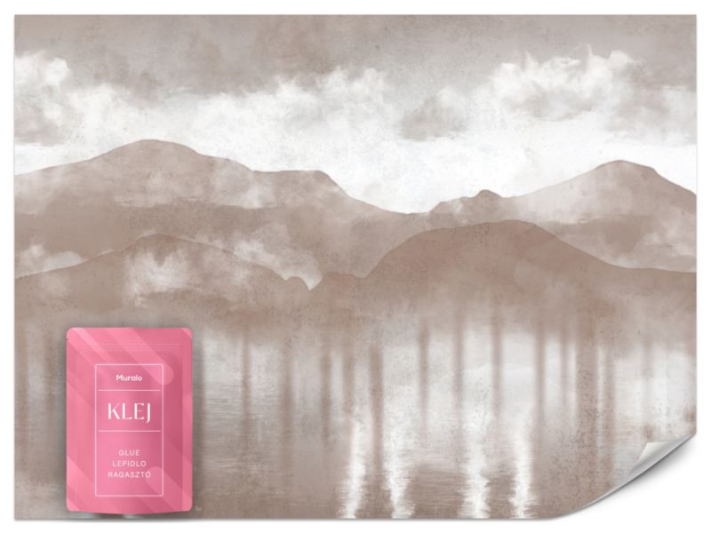 Fototapeta Muralo Zamglony Beżowy Pejzaż 200x140 cm 1szt.