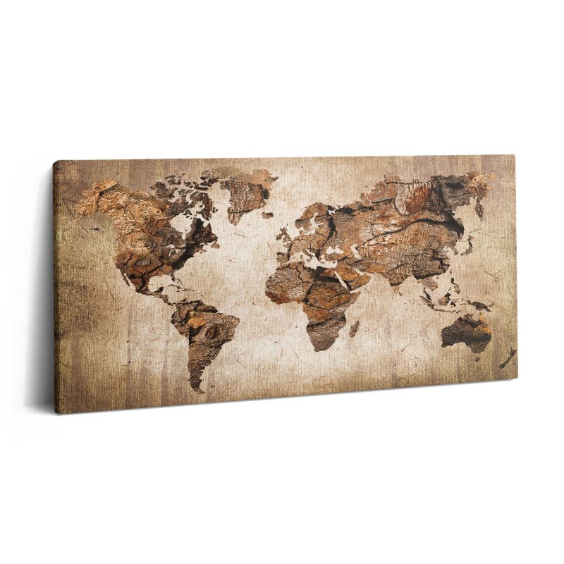 Obraz na płótnie Wallfluent 100x50 cm Mapa świata z drewna 1 szt.
