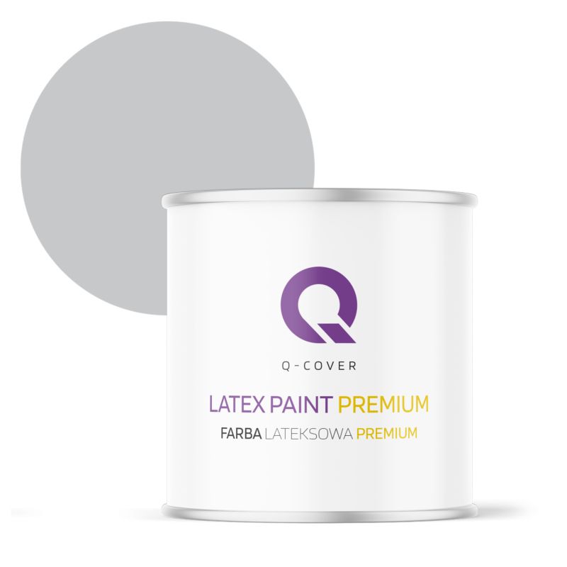 Farba Lateksowa Premium Plamoodporna do Ścian i Sufitów Q-Cover Szary jasny H1061 Głęboki Mat 2L