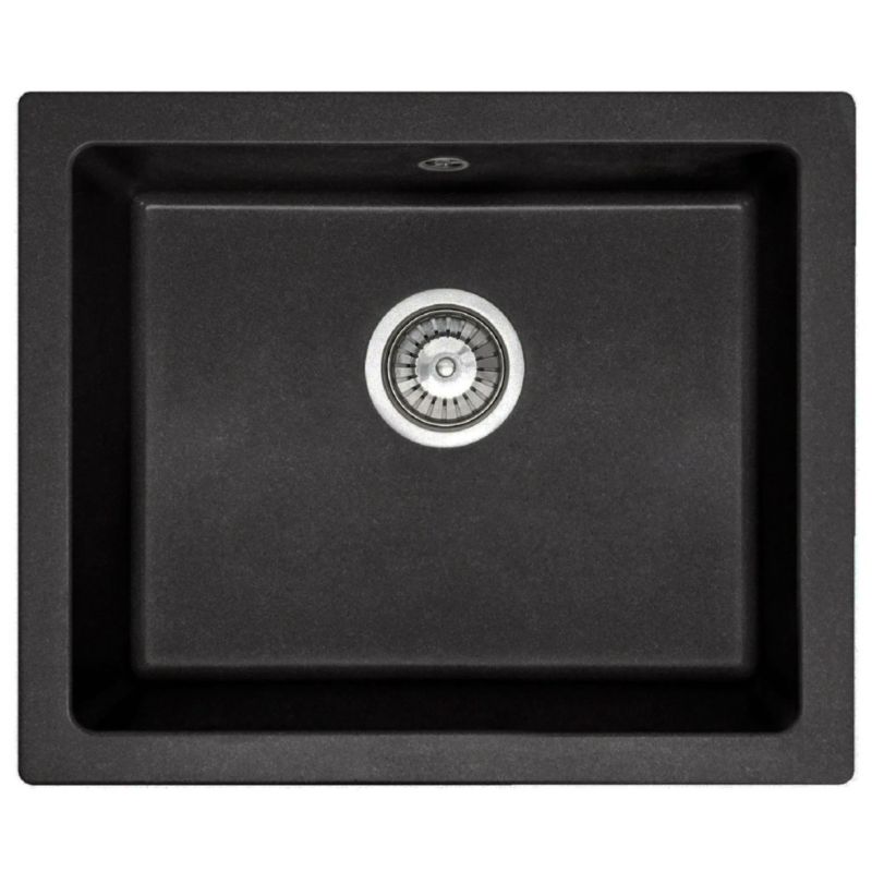 Zlewozmywak Granitowy Rea Nels Metalic Czarny 56X46,5X20Cm + Syfon 1 Szt