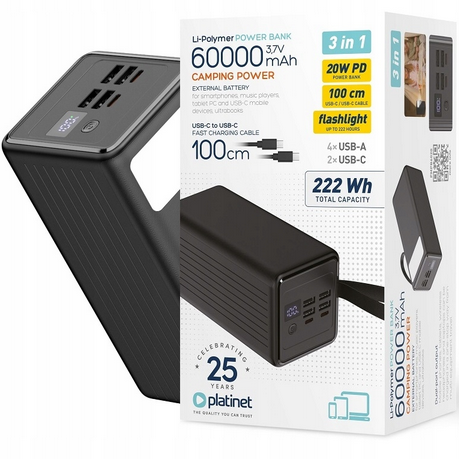 PLATINET power bank 60000mAh 46013 PD 20W PMPB6020 - Henryx24
