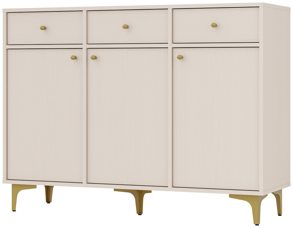 Beżowa komoda z drzwiami i szufladami 125 cm TOKEN