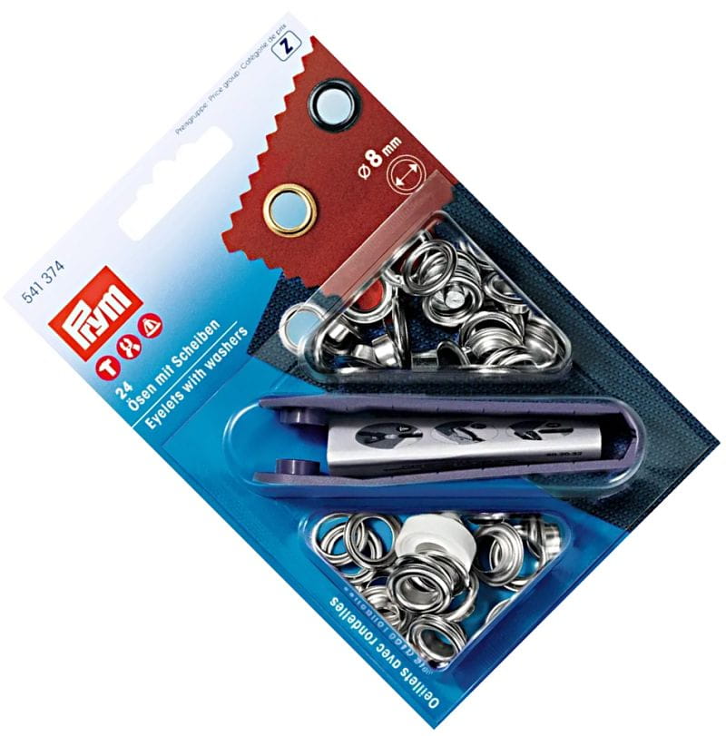 oczka do tkanin,jeansu fi 8mm srebrne 24szt PRYM 541374 .