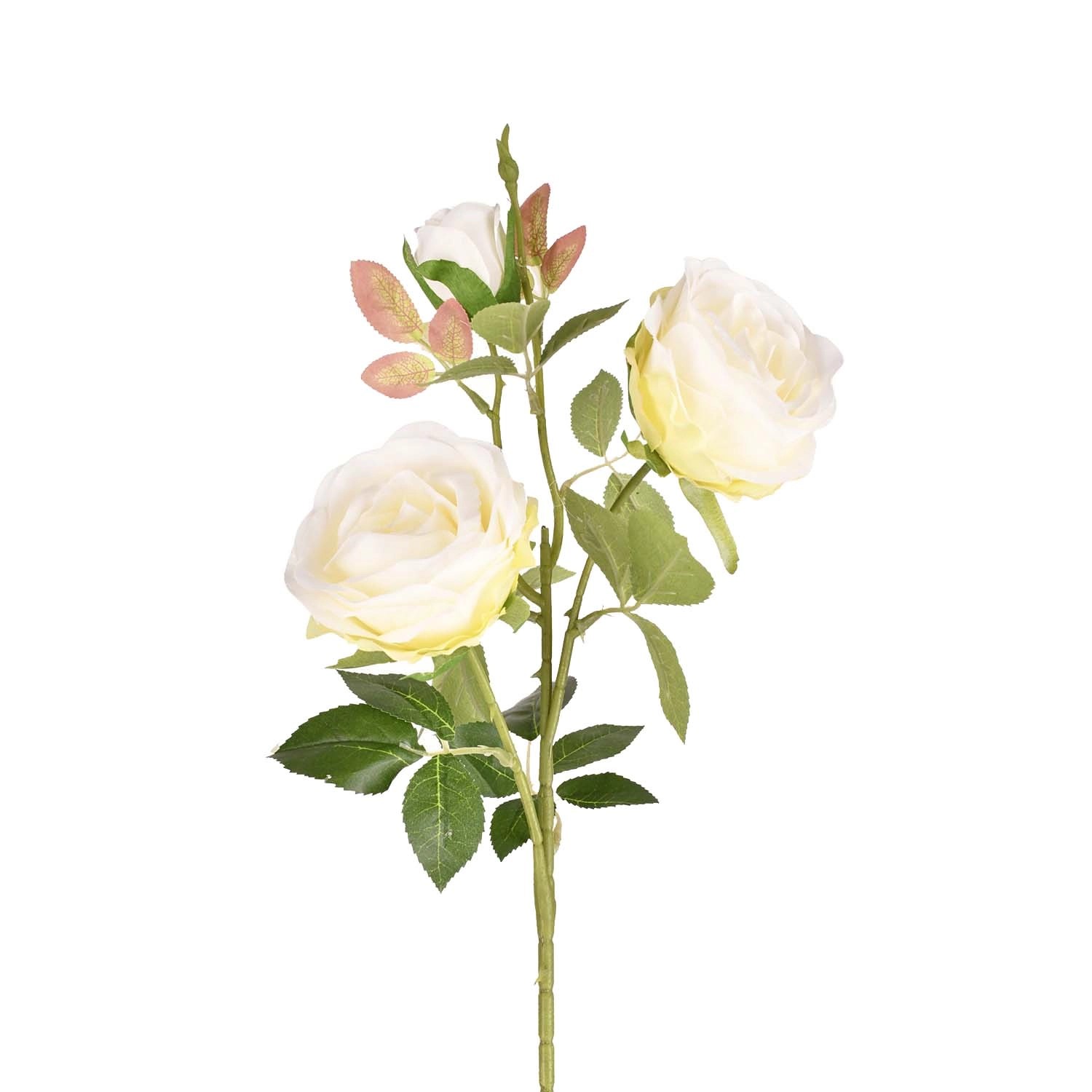 Róża biała sztuczna gałązka - 67 cm