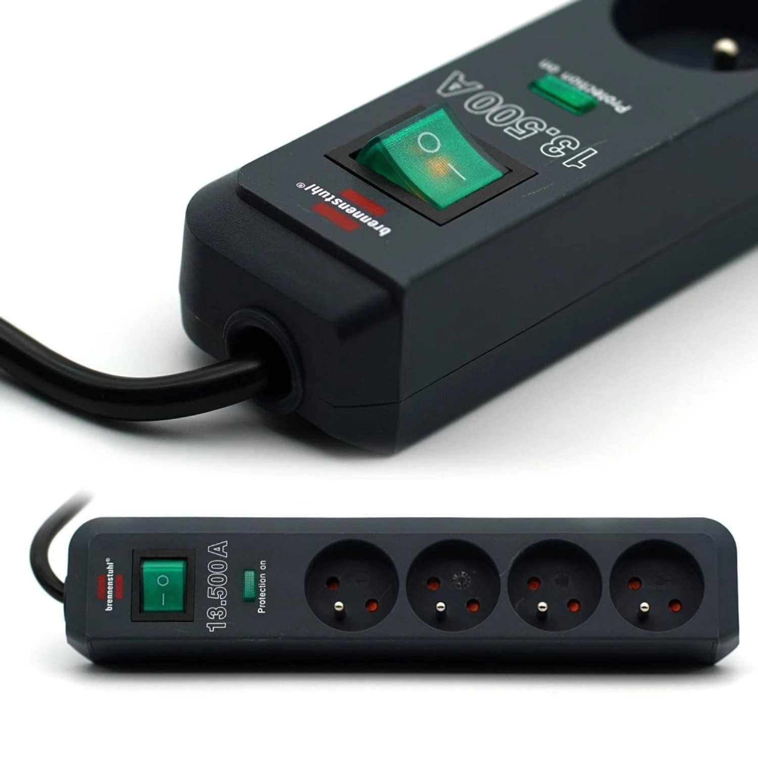 Przedłużacz 4-gniazdkowy Z/U 3x1,5W IP20 czarny 1,5 m