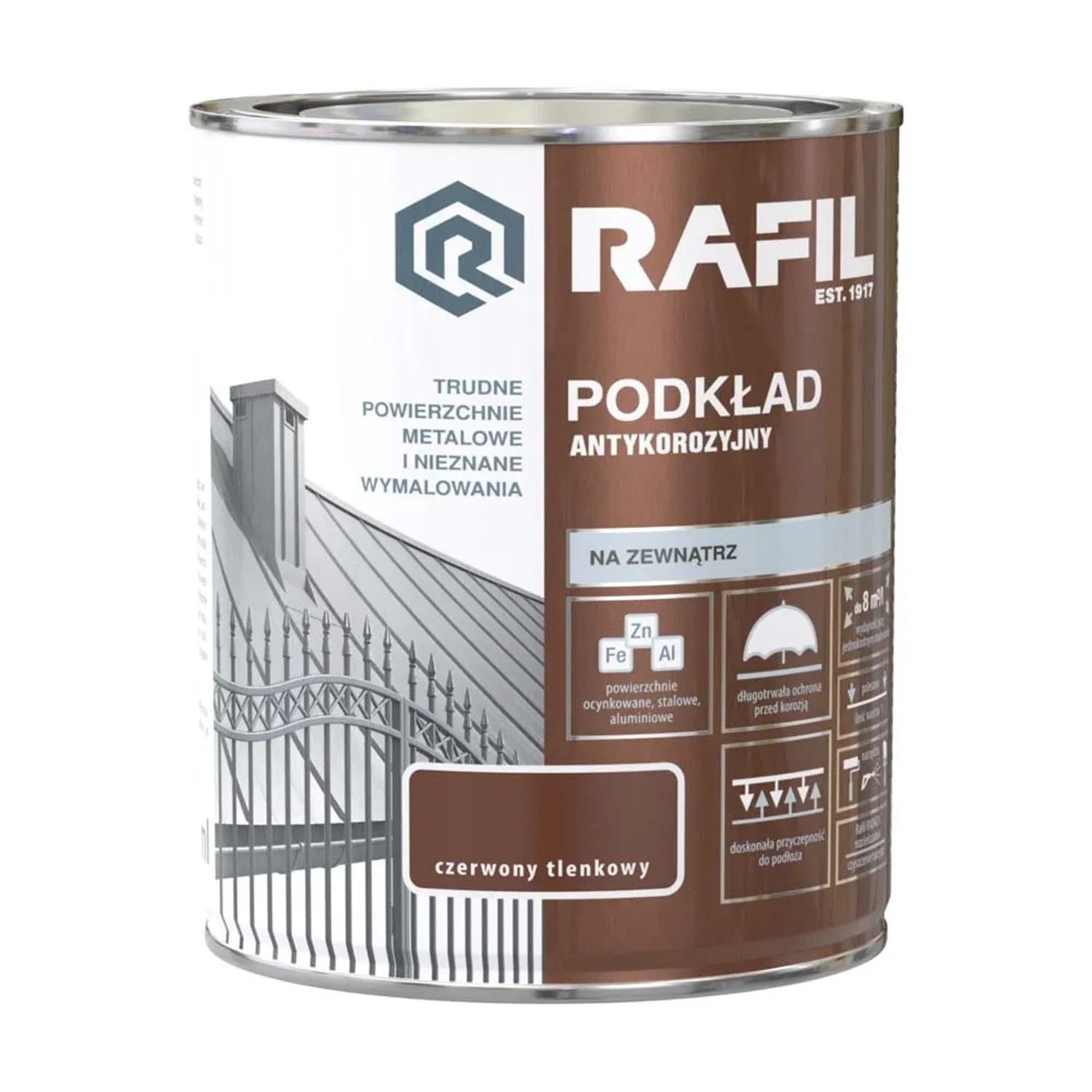 Podkład Rafil antykorozyjny czerwony tlenkowy 0,75L