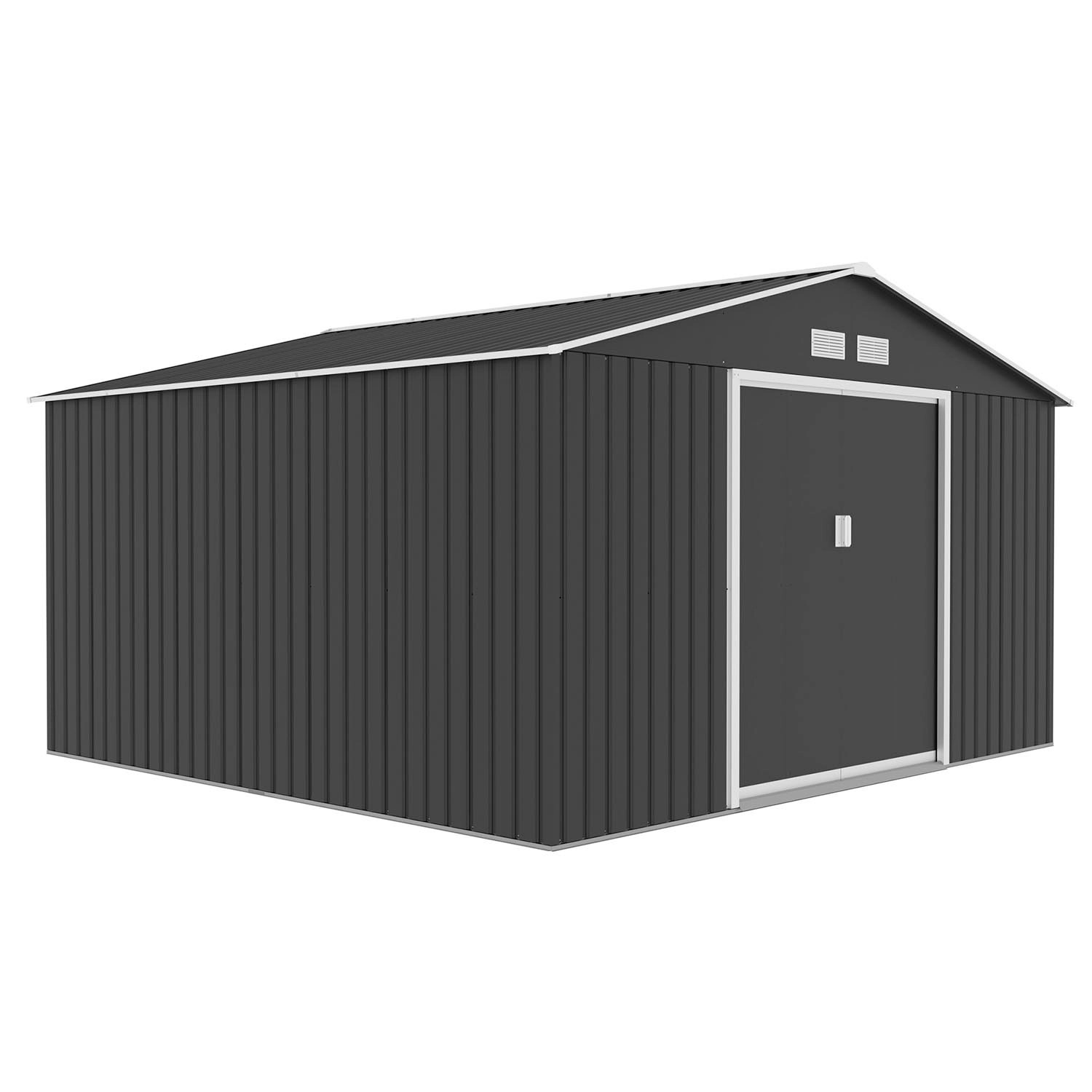 Domek ogrodowy metalowy antracyt - 340 x 319 cm, wys. 200 cm