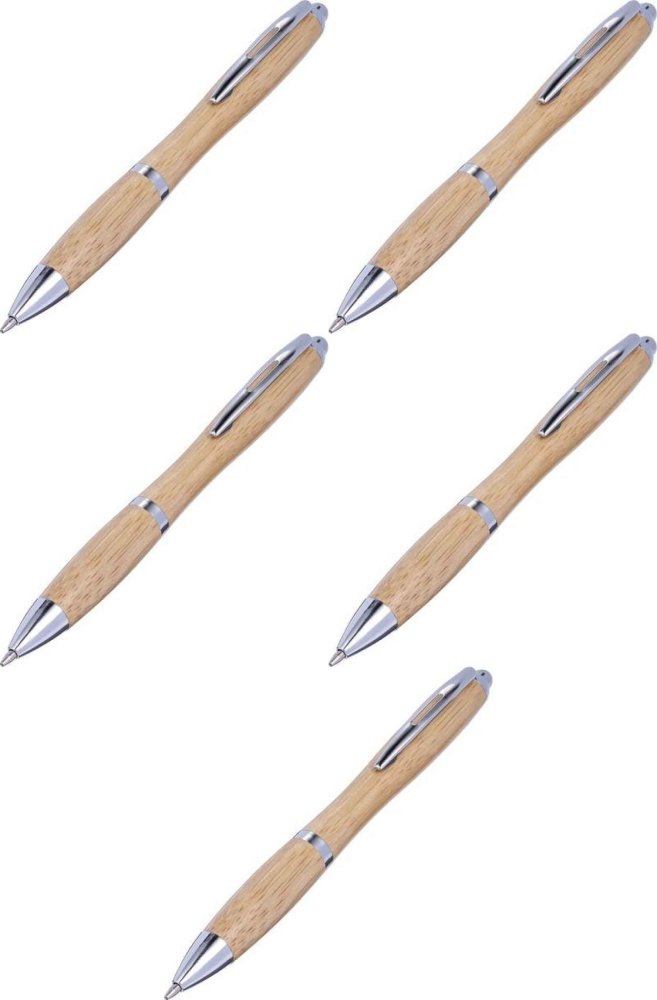 5x Długopis automatyczny bambusowy, czarny